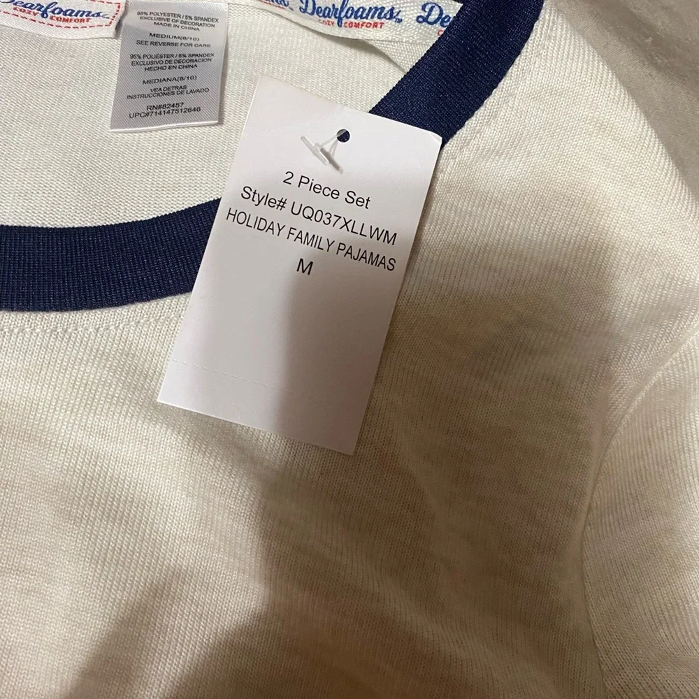 Dearfoams Cream Mama‎ Bear Top with Plaid Pajama Pants